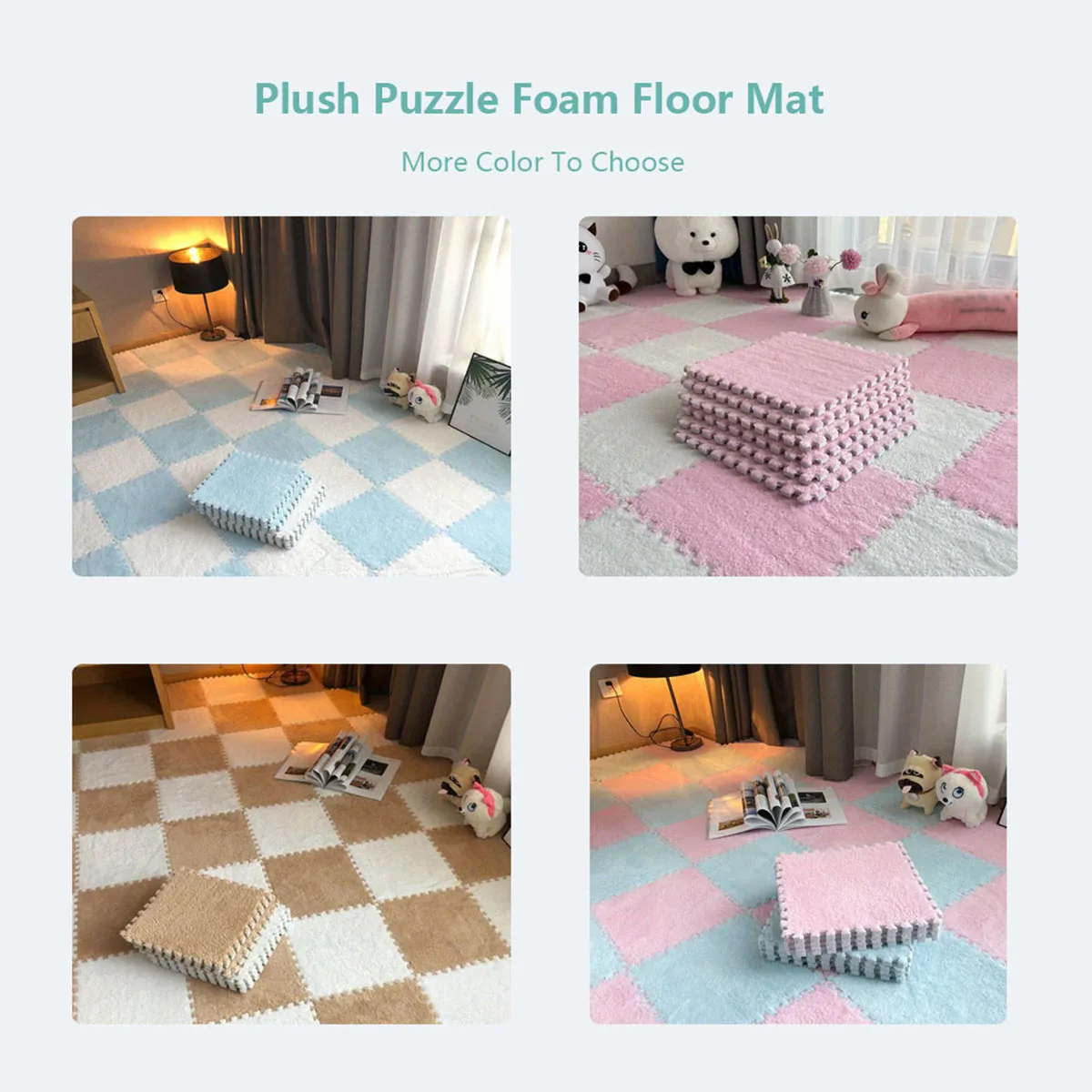 Tapete de pelúcia Puzzle Foam Floor, Tapete Intertravamento Quadrado, Tapetes macios, Tapete de moda criativa, 11,8 