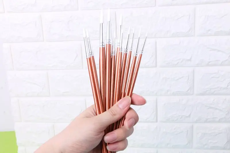12pc Fine Red Pearl Wooden Paint Acrylic Watercolor Oil Painting Artists Brushes artsecret new 2205 south korea nylon hairbrass ferrule wooden handle flat combs brush suitable for watercolor acrylic painting
