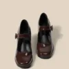 Retro Style Thick Heel Women Square Toe Mary Jane Shoes Fashion Shallow Pu Leather Shoes Ladies Comfort Office Pumps 1