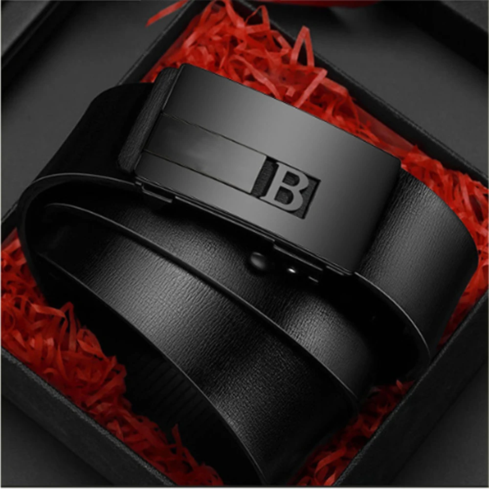 

Top Quality Famous Brand Belt Men Genuine Luxury Leather Casual Belts for Men Strap Male Metal Automatic B Buckle Fashion Belt