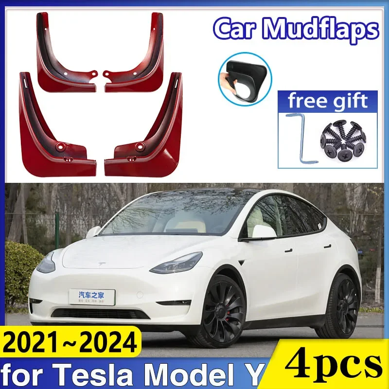 

Mudguards for Tesla Model Y 2023 Accessories 2021~2024 Front Wheel Fender Baking Paint Mud Flaps Guards Splash Flap Car Mudflaps