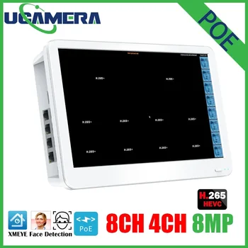 HD POE NVR 보안 시스템, 11.6 인치 LCD 모니터, H.265 CCTV 네트워크 비디오 녹음기, 8MP P2P NVR 감시 시스템, Xmeye, 8CH, 4K