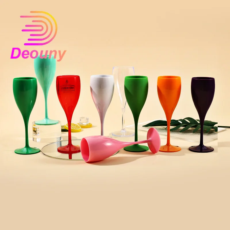 DEOUNY Wine Party Champagne Goblet Coupes Glass Cocktail Glass Champagne Flutes Plating Wine Cup Electroplated Plastic