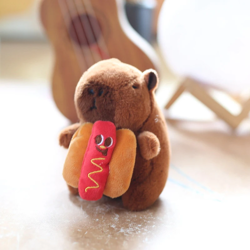 Plush Toy For Kids Lovely Animal Doll Toy Handbag Ornament Cute Burger French Fries Capybara Plush Toy Pendant Stuffed Animal