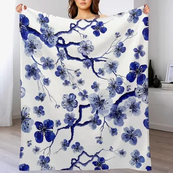 Blue Cherry Blossom Blanket 1