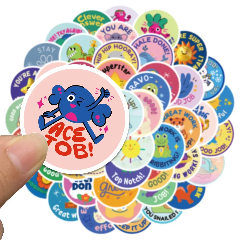 10/50Pcs Inspirational English Kids Reward Stickers Cute Pattern Animals Cartoon Decals School Teacher Supplies Children's Gift cartoon stickers reward stickers