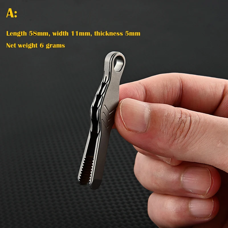 TC4 Titan-Stahl-Pinzette Multifunktional mit Schnappverschluss Korkenzieher CNC-gefräste Clips EDC Outdoor-Werkzeug – Detail 20