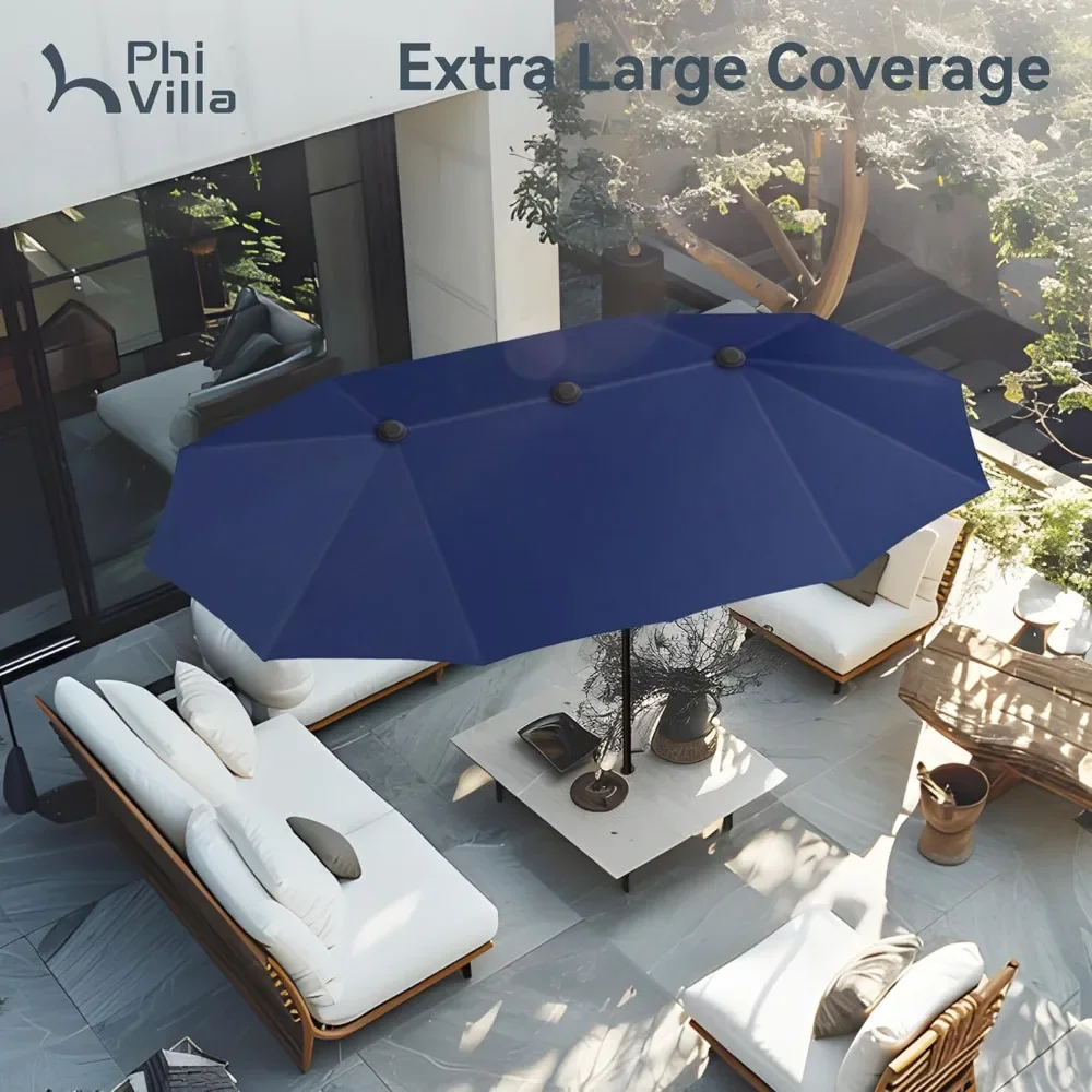 13ft Outdoor Market Umbrella Double-Sided Twin Large Patio Umbrella with Crank,   picnic umbrella  patio outdoor furniture 2