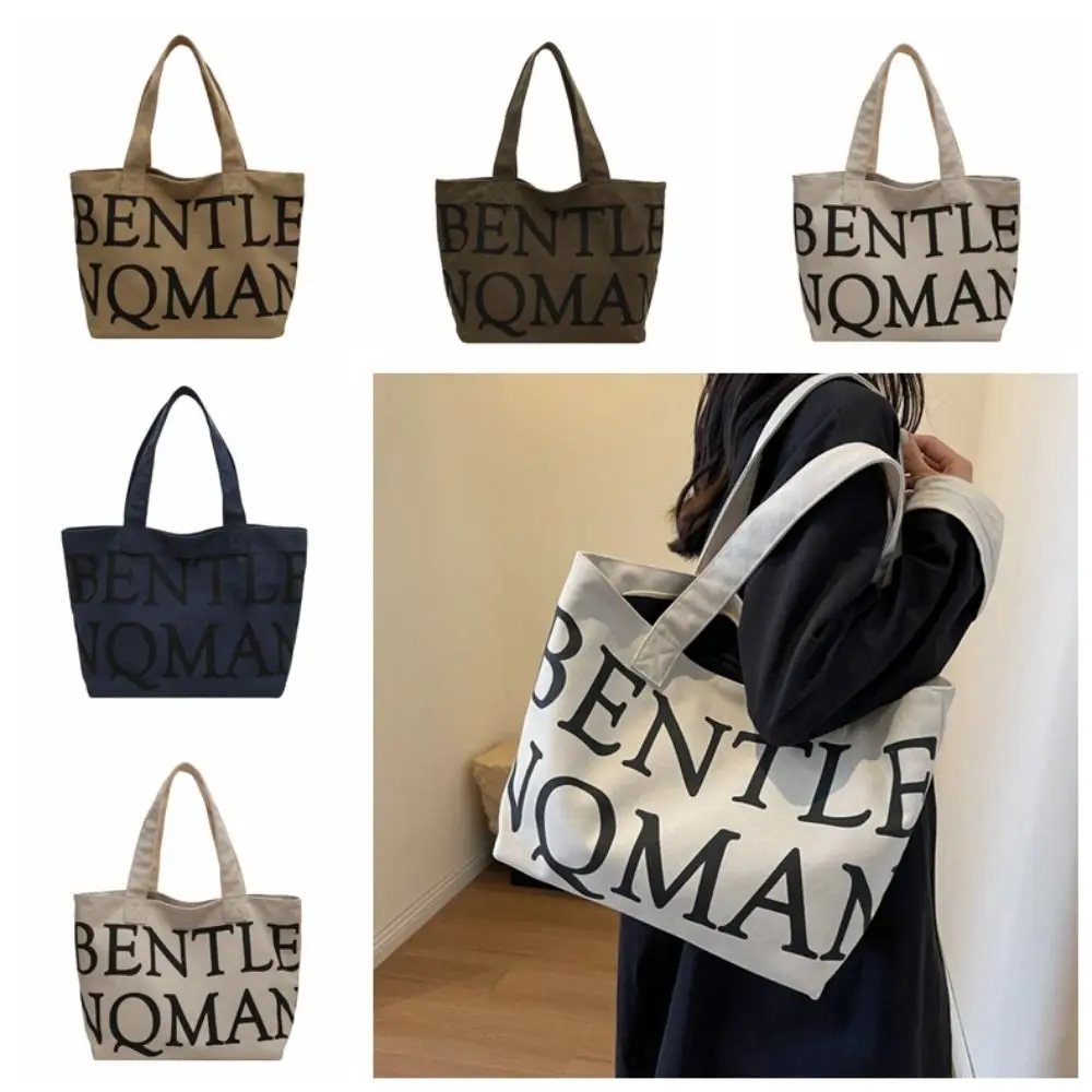 

Thailand Canvas Tote Bag Portable Ins Korean Style Letter Shoulder Bag Shopping Bag Storage Bag Print Handbag Travel