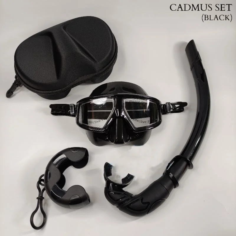 강화 유리 프리다이빙 마스크 스노클링 세트, 접이식 스노클링 J 타입, 카메라 마운트 포함
