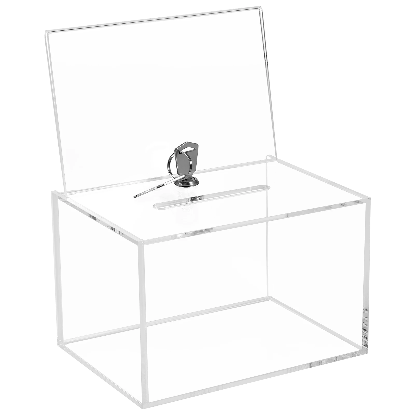 

Acrylic Donation Box with Lock Clear Ballot Box with Sign Holder Portable Suggestion Box Storage Container Multipurpose Reusable