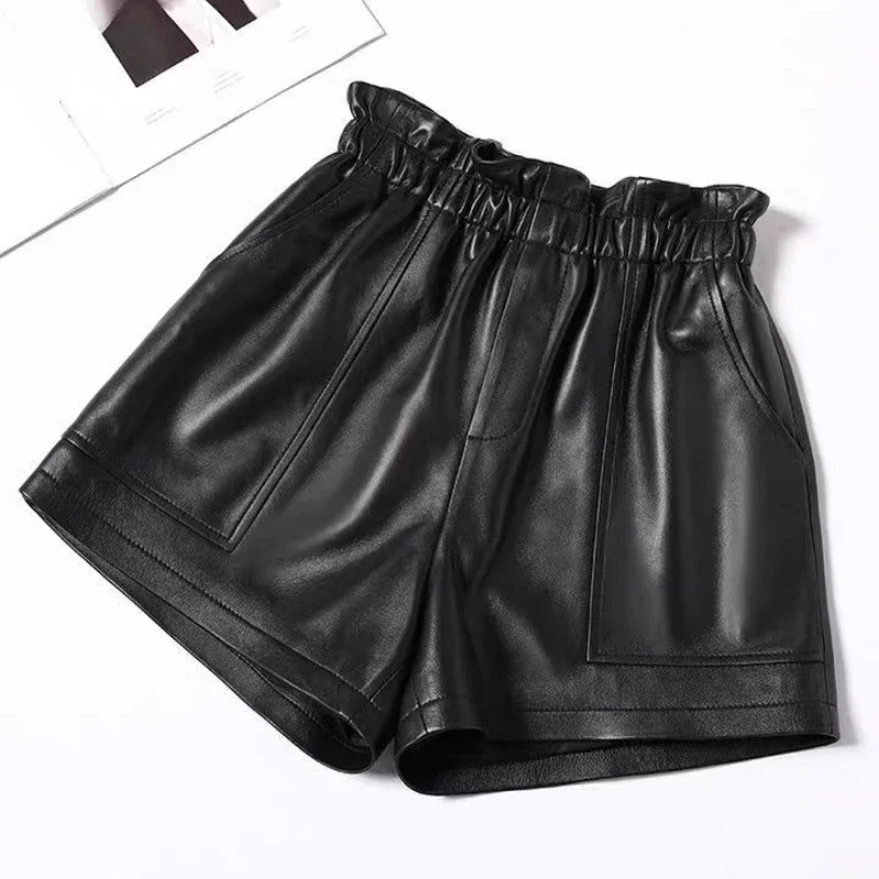 woman-elastic-high-waist-shorts-female-loose-genuine-leather-shorts-ladies-streetwear-casual-wide-leg-leather-shorts-pants-g283