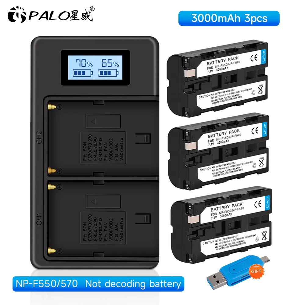 

NP-F550 NP-F570 NP F550 F570 Camera Battery + LCD Dual Charger for Sony NP-F330 NP-F530 NP-F570 NP-F730 NP-F750 NP-F960 NP-F970