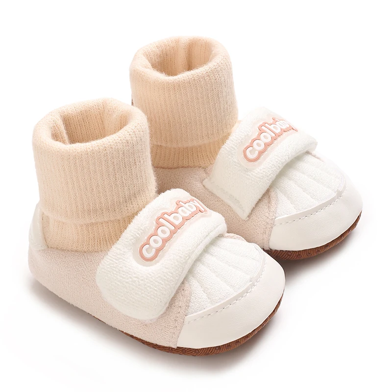 Cute Baby Color blocked Children's Shoes Men's and Women's Flat Shoes Elastic Rope Anti slip Warm Comfortable Socks 0-18M