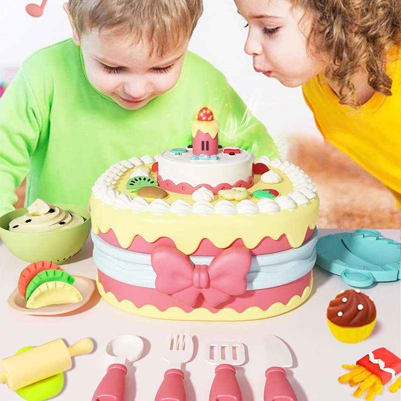 DIY Plasticine for Children Modeling Polymer Clay Baking Sets Mat Candy Cake Kitchen Pretend Play Toy Girl Kid Birthday Gift 3