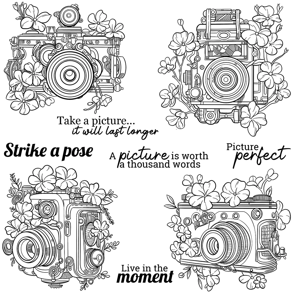 Silicone Stamps Mangocraft Spring Day Flowers And Camera Clear Stamps for Card Making