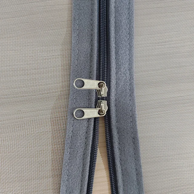 Fenêtre anti-moustiques à fermeture éclair grise, moustiquaire invisible domestique, anti-insectes, auto-installation sans trous de perforation 4