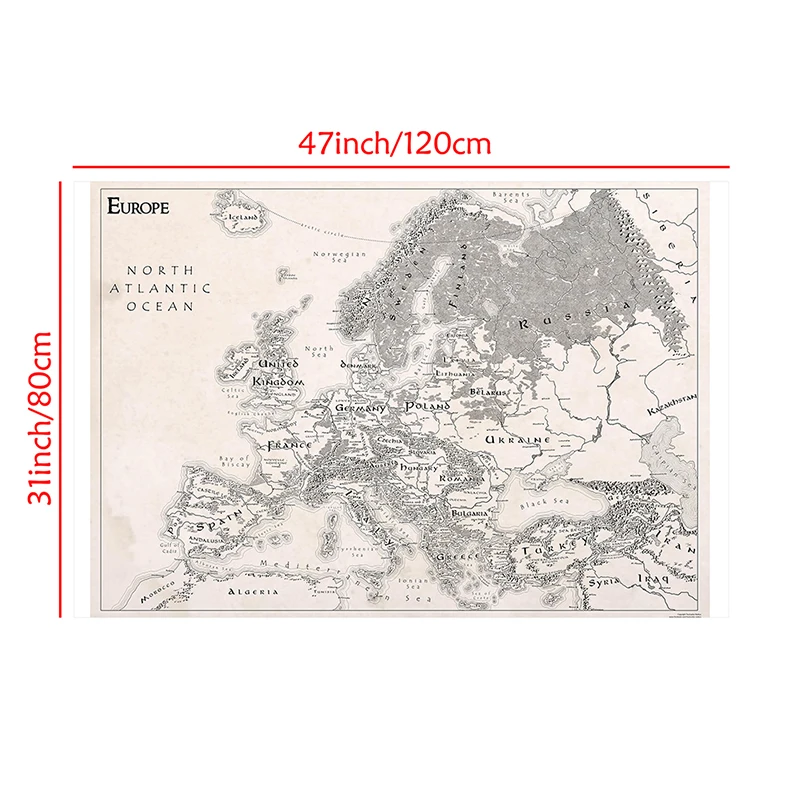 120*80cm Retro Non-woven Fabric European Map Non-Smell Map for Cultural Education Poster Decoration Children School Supplies