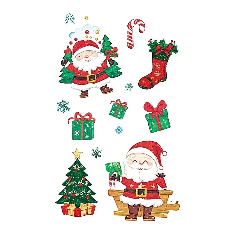 Colorful Glittery Christmas Santa Sticker Easy To Wash Hand School Party Simple Car Accessories From China Mainland