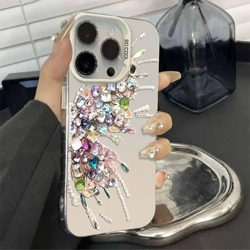 3D Diamond Butterfly Plating Matte Hard Phone Case