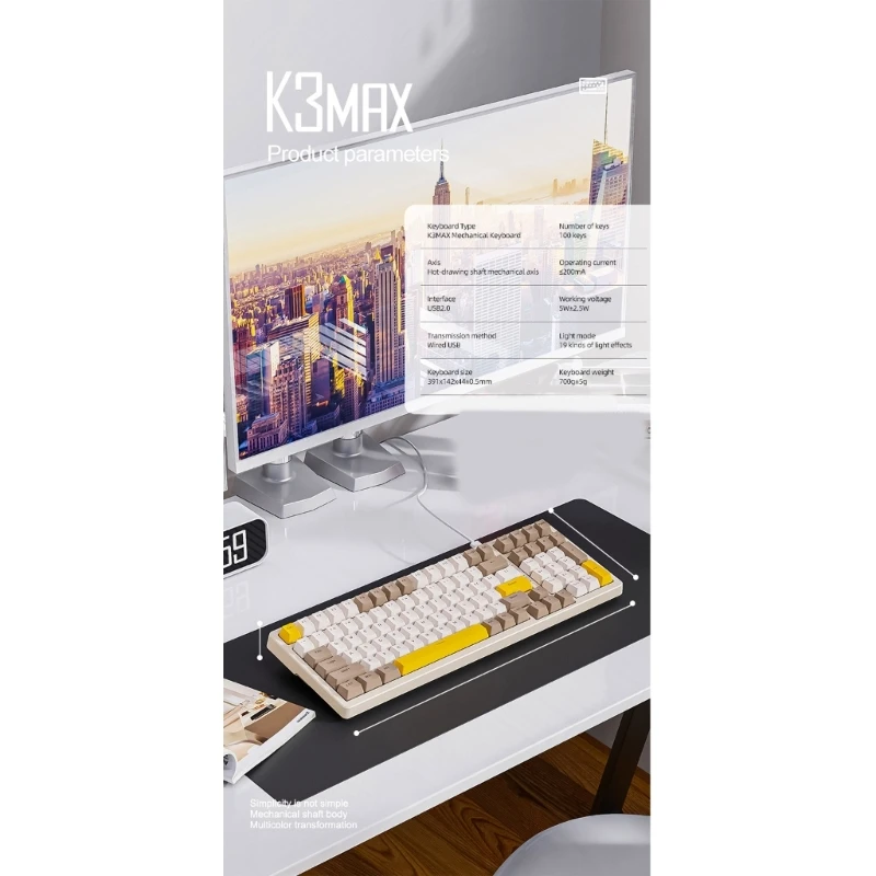 

Мини-игровая клавиатура RGB 100Keys Keyboard Hot Swap 19 RGB Light Effects Two-Color-Injection Red/Blue Switch