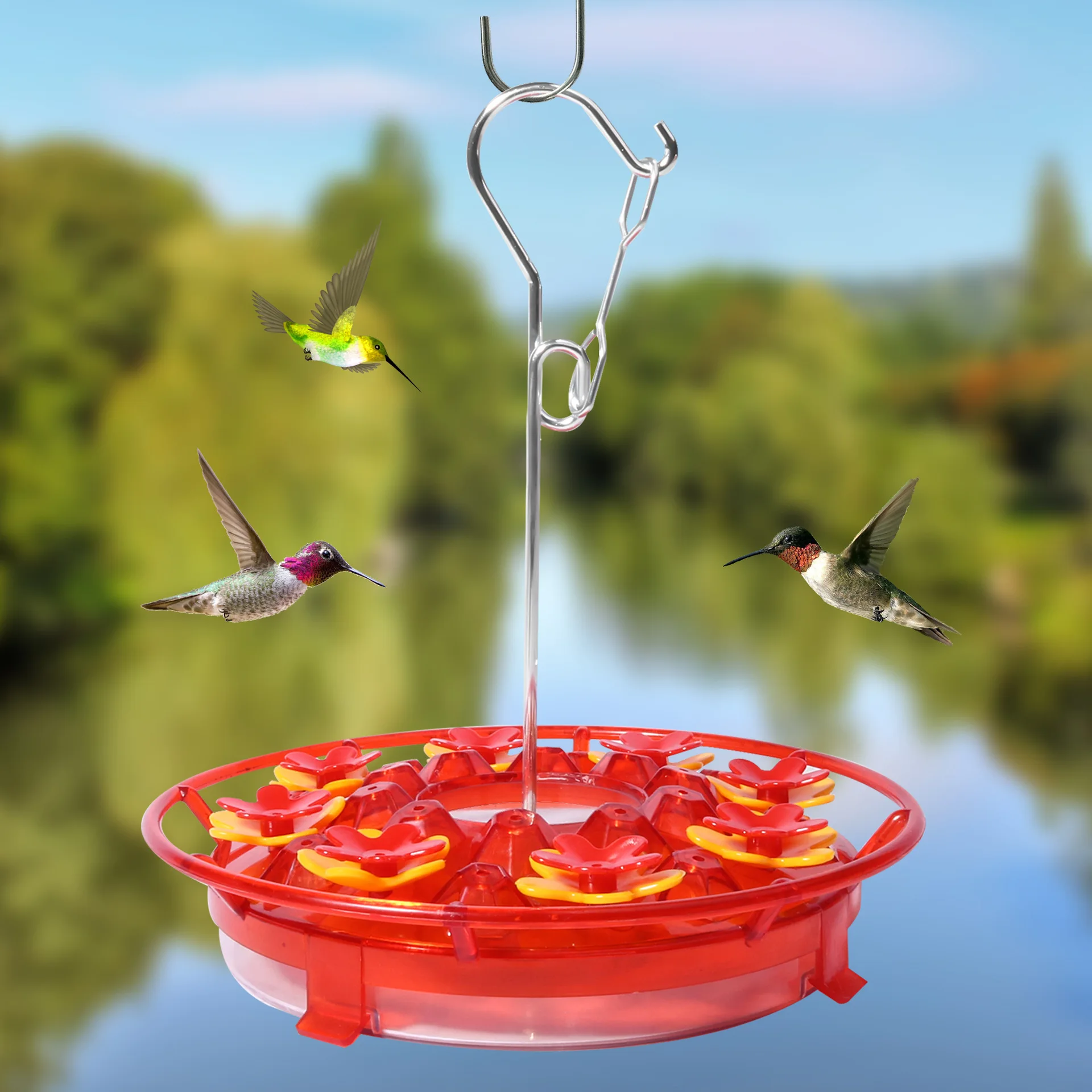 

Detachable Hummingbird Feeder Tray Outdoor Hanging Wild Bird Feeder with Hook Garden Red Bird Feeder Bird Water Feeder