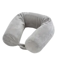 Ergonomic Memory Foam Travel Pillow for Cervical Spine Support (Gray)