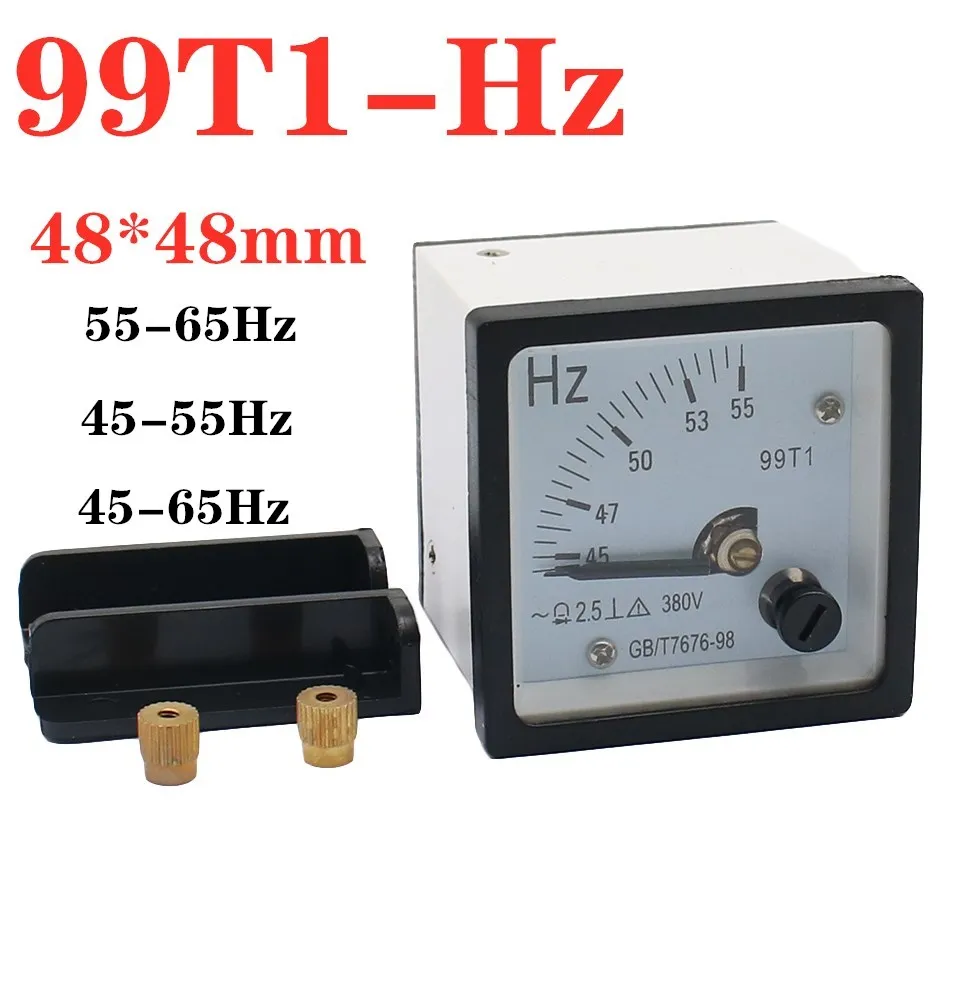 

99T1-Hz Pointer type AC 100/220V/380V Analog Panel Frequency Meter Tester Gauge Hertz Indicator 45-55Hz 45-65Hz 55-65Hz 48x48mm