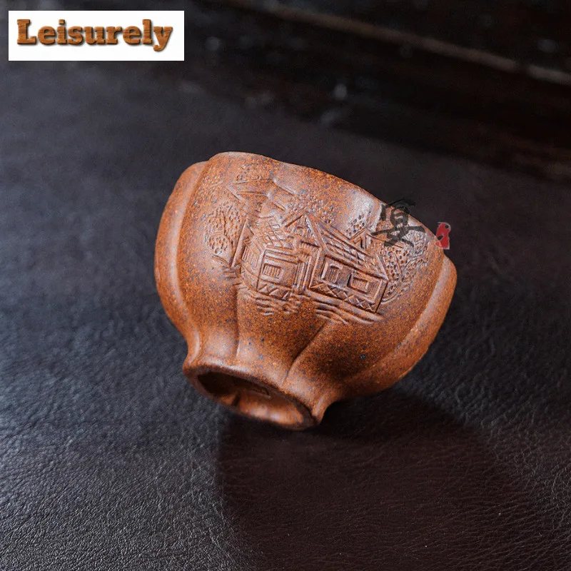 120ml Yixing Zisha Cloud Pattern Wood-fired Porcelain Teacup Creative Tea Bowl Mug Tea-tasting Personal Cup Chazhan Master Cups