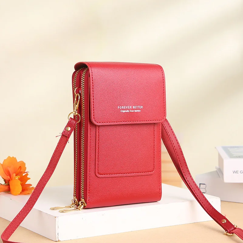 Bolso de las mujeres Carteras de cuero suave Caso Pantalla táctil Monedero  del teléfono celular Crossbody Correa de hombro Bolso para mujeres Bolsos  de mujer baratos