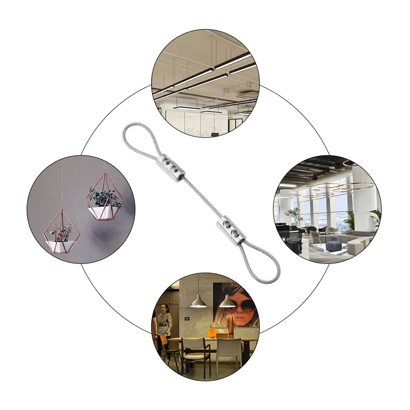 3mm Color Coated Steel Wire Rope Hanging Paintings Hanging Code Lock Wire Adjustable Stainless Steel Rope Buckle Fasteners