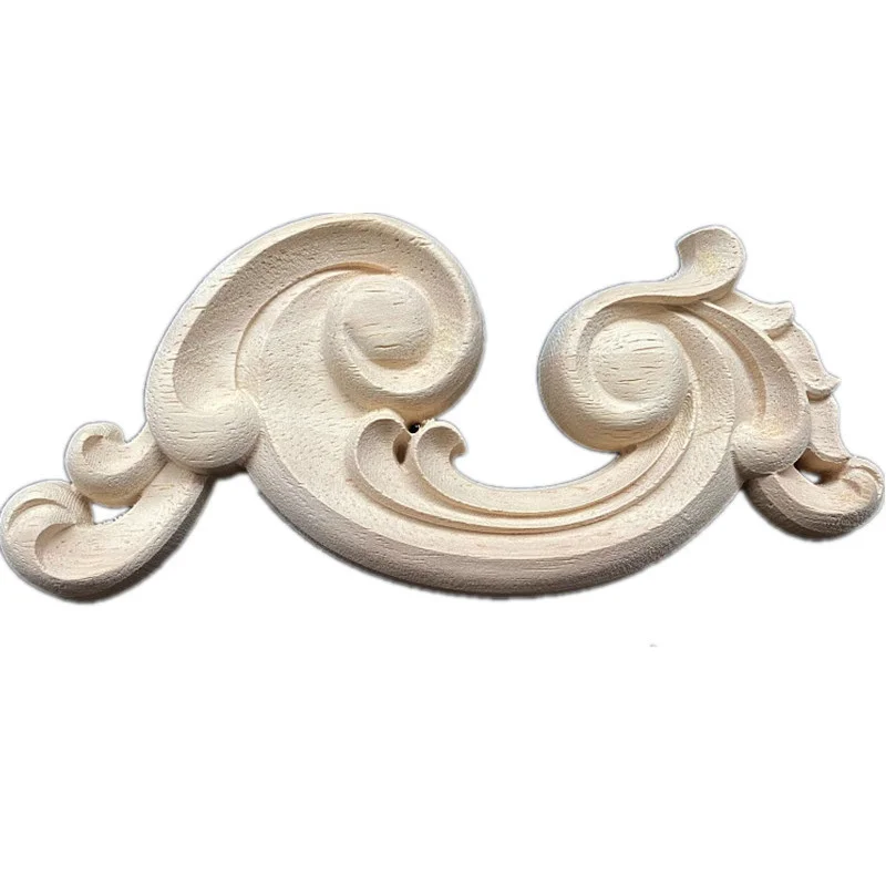 

20cm Woodcarving Decal Wood Carved Wooden Crafts Corner Appliques Frame Wall Door Bedroom Furniture Decorative Accessories