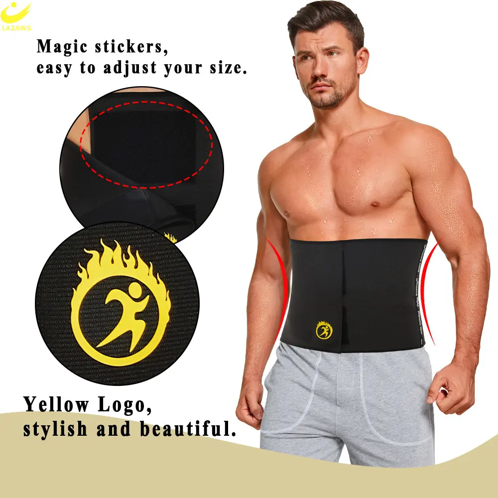 LAZAWG Waist Trainer for Men Weight Loss Waist Cincher Trimmer Belly Control Belt Slimming Wrap Body Shaper Girdle Sport Gym