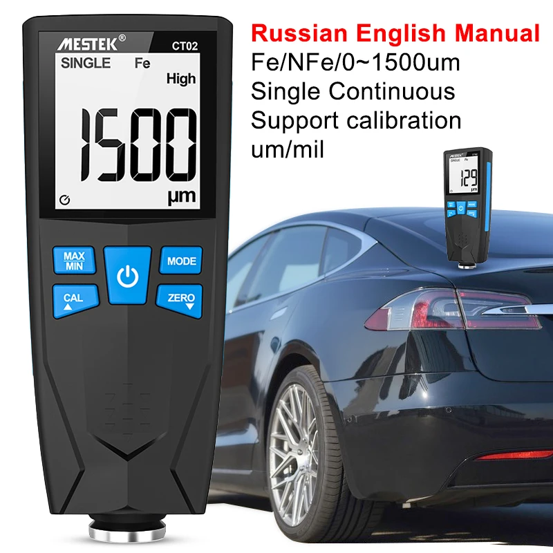 Paint Coating Meter Paint Thickness Gauge Thickness Gauge Wet Film Thickness Gauge Mestek Coating Thickness Gauge 0.1micron/0-1500 Car Paint Film Thickness Tester Measuring FE/NFE Russian Manual Paint Tool