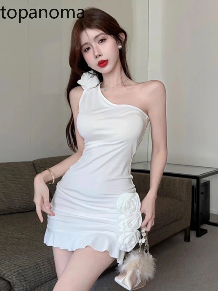

Topanoma вечерние коктейльные платья для женщин без рукавов с цветами тонкие оборки с открытыми плечами вечернее платье для свадебной вечеринки