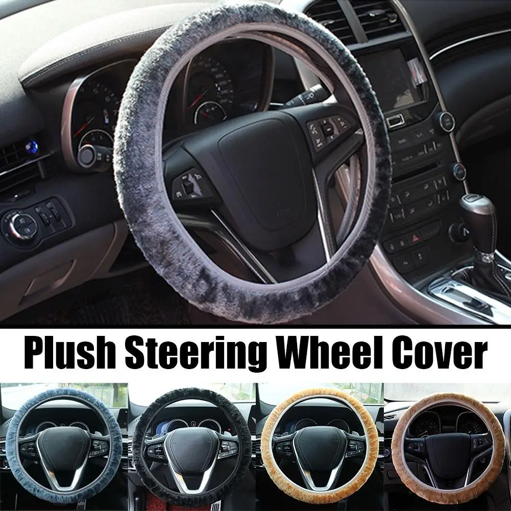 

38CM Long Plush Steering Wheel Cover Car Steering Wheel Handbrake Decoration Gearshift Protector Cover Cover P7F3