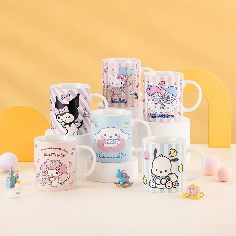 

Cinnamoroll Sanrio Kawaii Anime Hello Kitty Ceramic Mug Water Cup Cute My Melody Cartoon Kuromi Home Cup Lovely Gifts for Girls