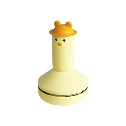 Compact Cartoon Desk Vacuum Cleaner - Portable Dust Collector (Yellow)