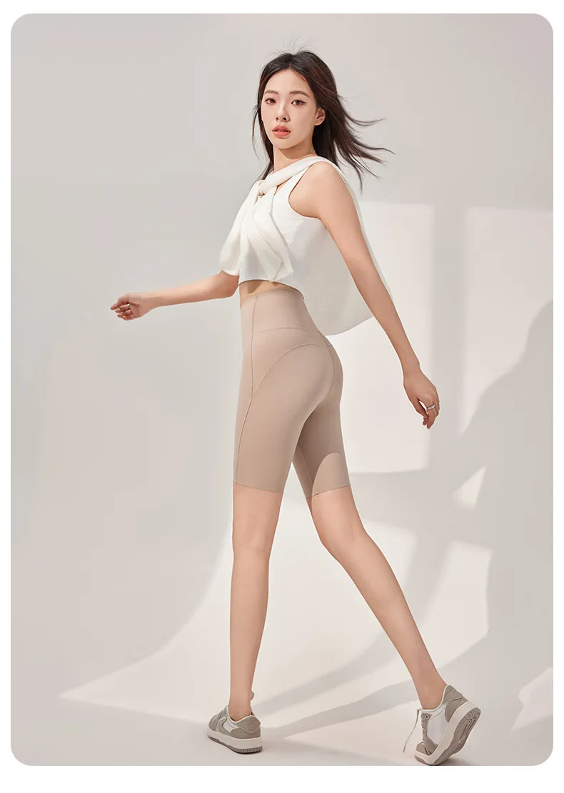 BIVIGAOS Summer High Waist Tight-Fitting Butt Lifter Shark Cycling Shorts Women Knee-Length Sports Fitness Biker Shorts Leggings
