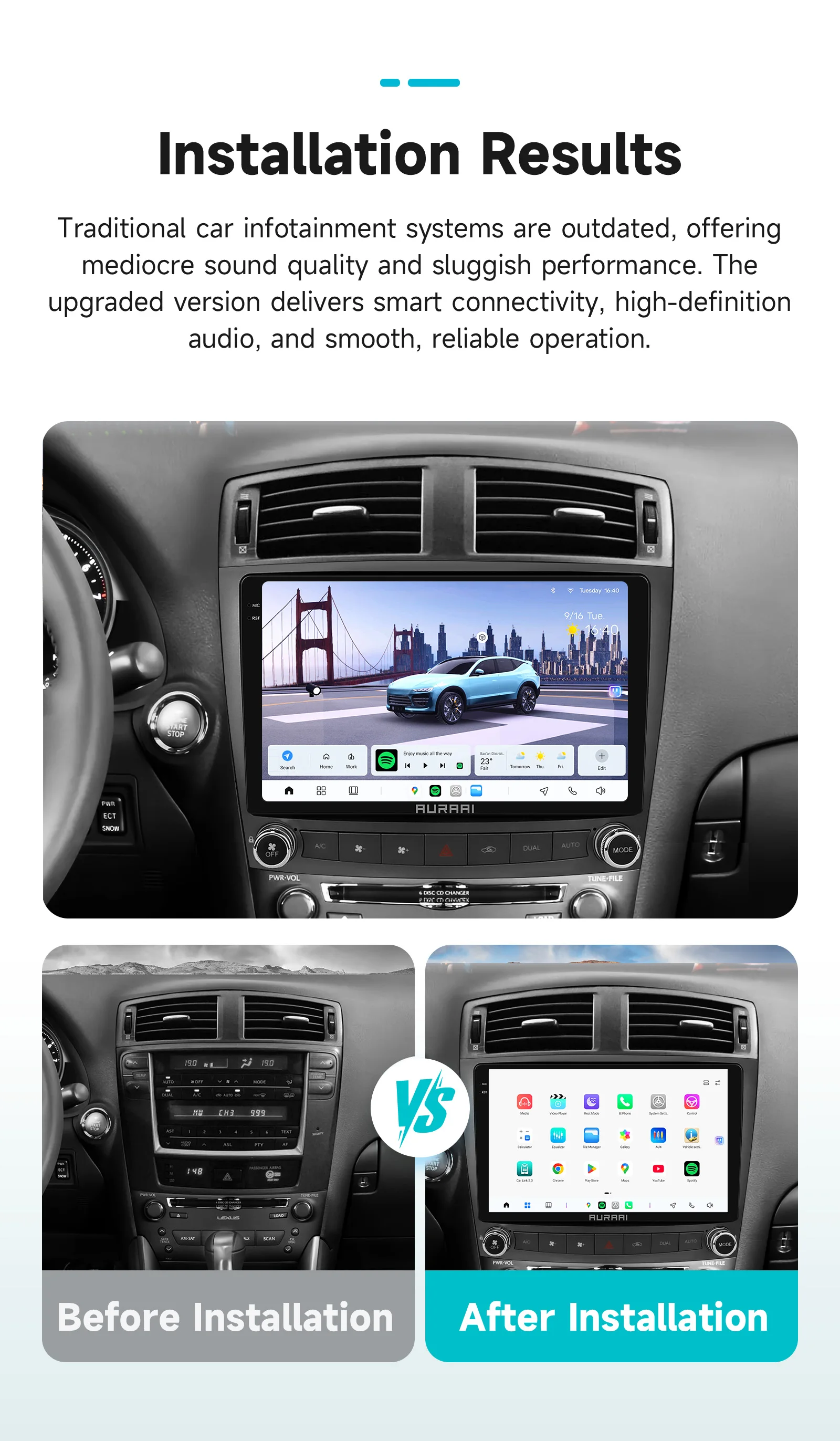 8G+256G AURAAI 2K Bildschirm für Lexus IS250 IS300 IS200 IS220 IS350 Autoradio CarPlay Android Auto 4G WIFI GPS BT DSD ADAS Dual-Mikrofon – Detail 4