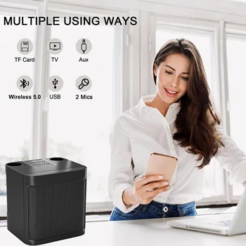 203 Portable Karaoke Bluetooth Speakers with Wireless Microphone Sound Effect Adjustment Large Capacity Battery Home Party Stree 4