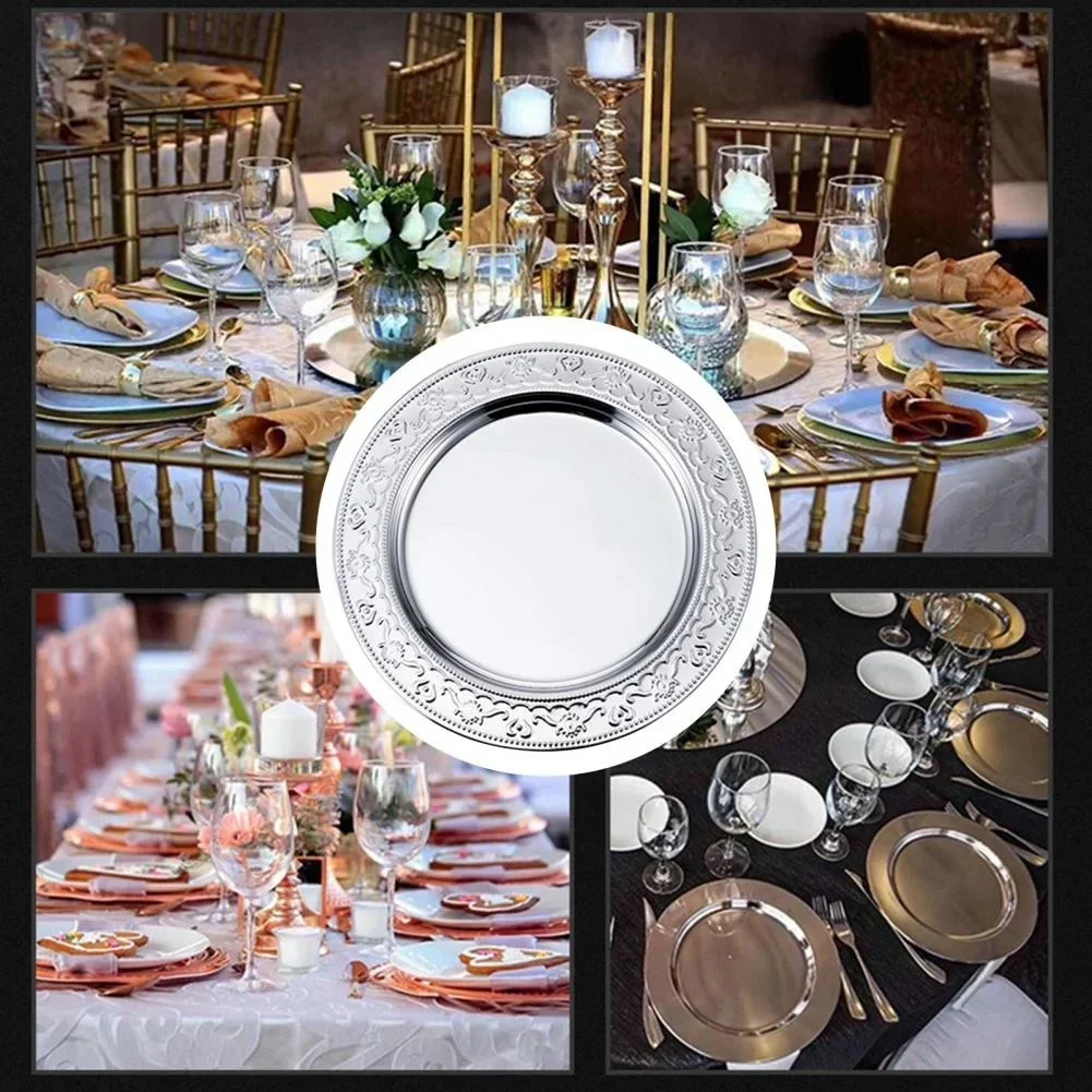 7 Stackable Dinner Mirror Plate Polish Stainless Western Steel Steak Serving Kitchen Dish Gadget Prato