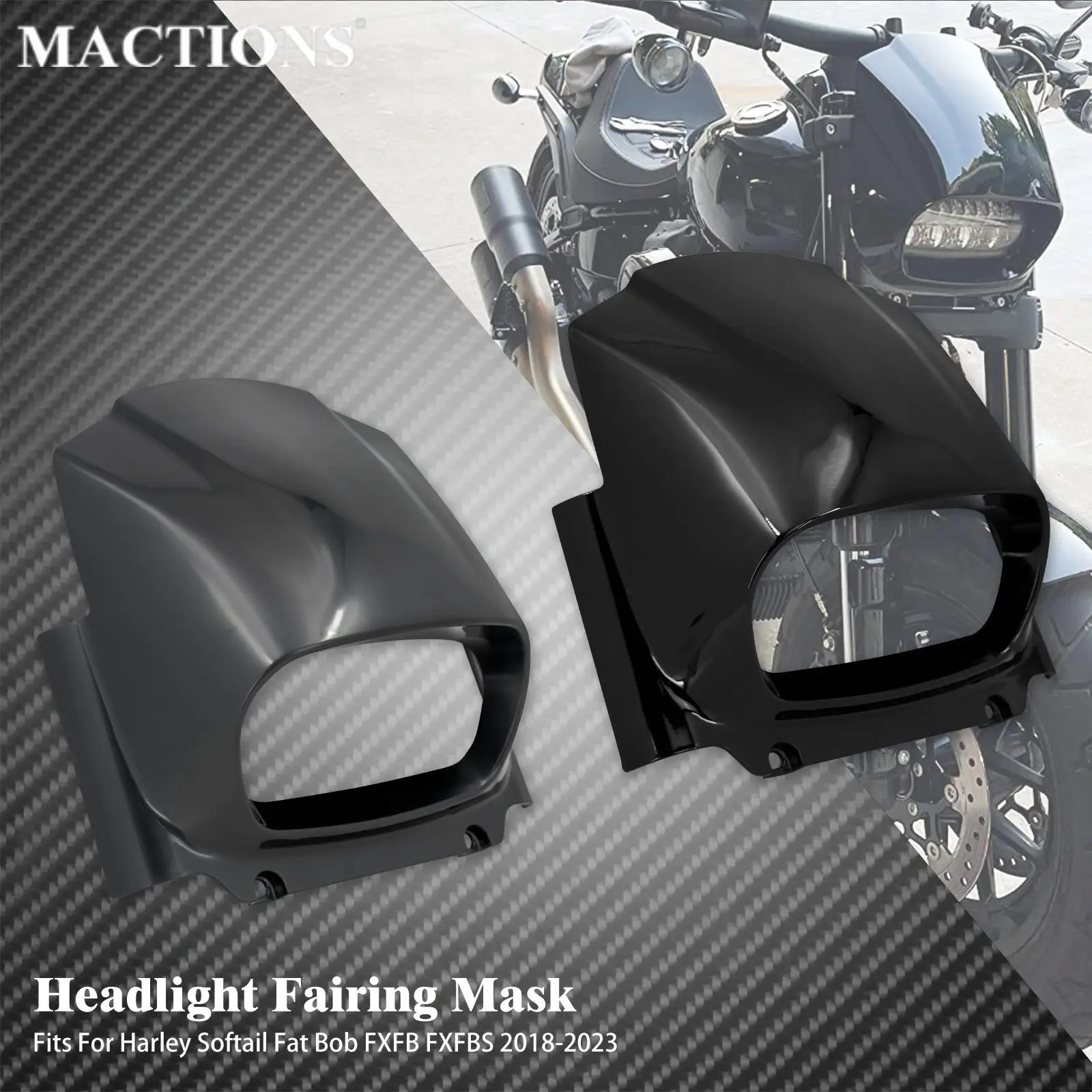 

Headlight Fairing Cover Black Motorcycle Front Headlamp Cowl Windscreen Cover M8 For Harley Softail Fat Bob FXFB FXFBS 2018-2023