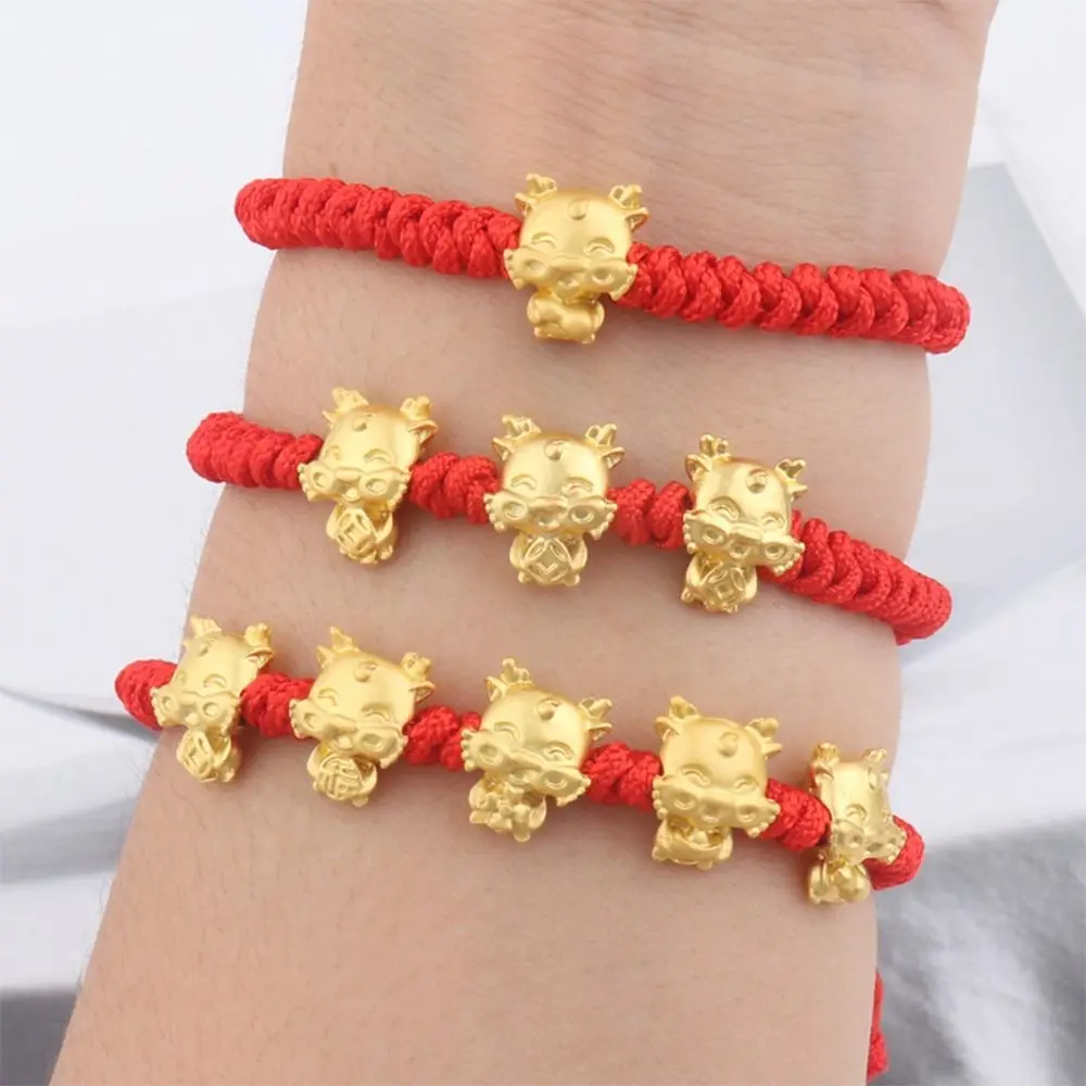 Bracciale Dragon Year Golden Zodiac Dragon Lucky Dragon Ciondolo In Giada Di Capodanno Bracciale In Corda Rossa Accessori Per Gioielli Regalo Festivo