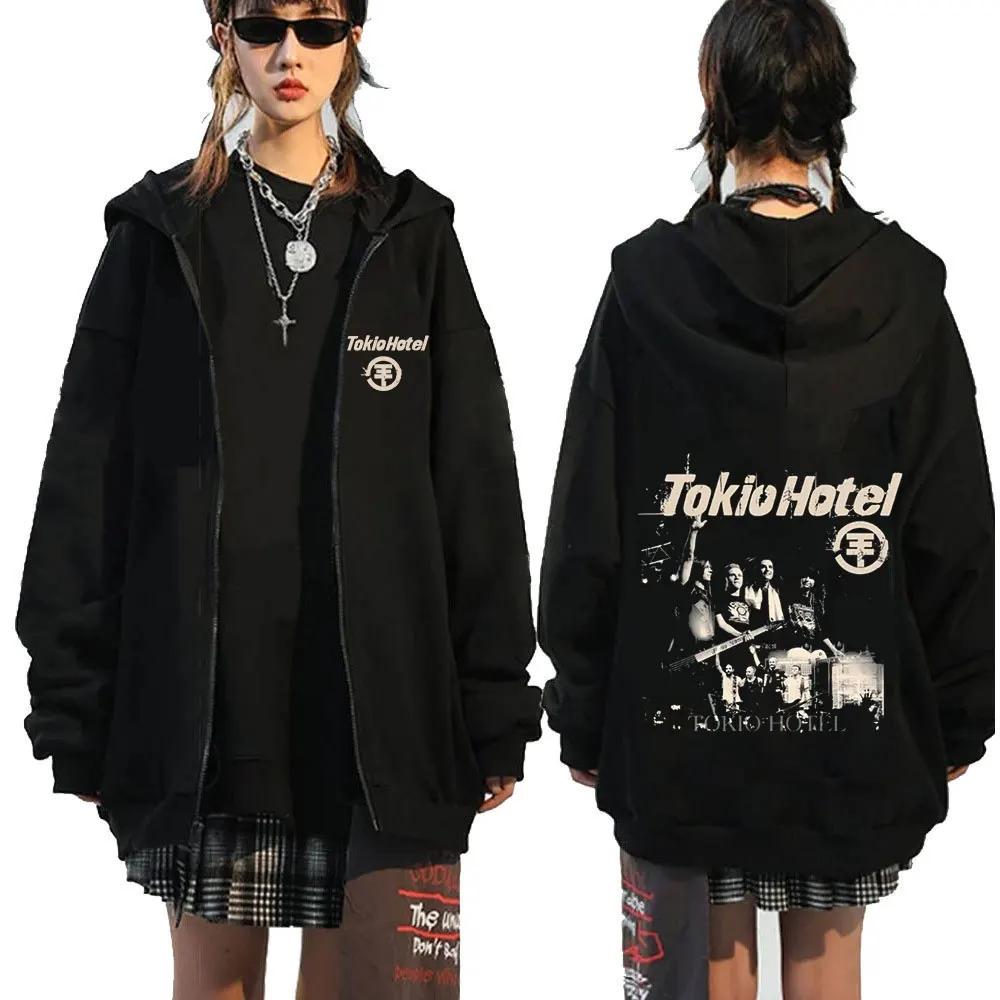 thumbnail image 1 of Sudadera con capucha de la banda de Rock para hombre, suéter informal con cremallera, Estilo Vintage, para Otoño e Invierno, 1 of 5