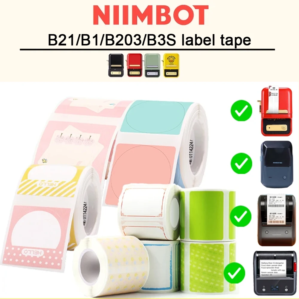 

12 рулонов, цветная этикетка B1/B21/B203/B3S, водонепроницаемые наклейки с именем, печать этикеток «сделай сам», бытовая бумага для хранения этикеток, NIIMBOT