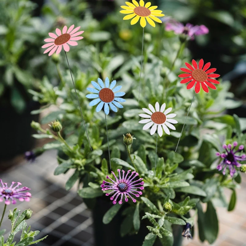 5pcs Vintage Metal Sunflower Garden Stakes Yard Lawn Patio Ornaments Waterproof Flower Stick Indoor Outdoor Decor garden art decor