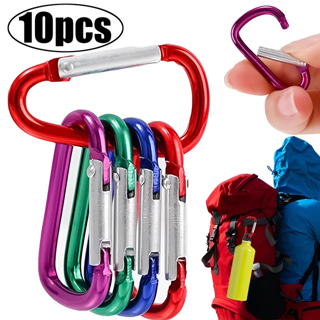 10 Stück Karabiner Clips 60mm - Aluminium D-Ring Karabiner Für Outdoor