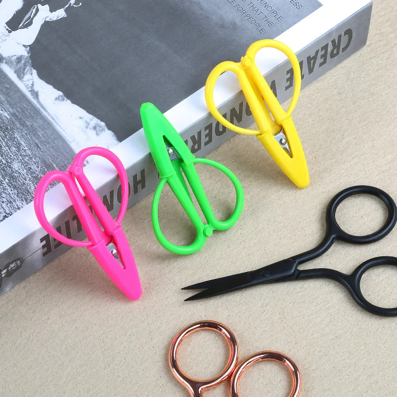 Mini Kids Craft Scissors with Protective Case Stainless Steel Trimmer Shears for Sewing Embroidery Paper Crafts Safety Scissors