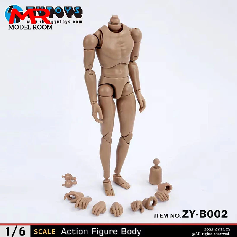 ZYTOYS ZY-B001 B002 B003 B004 1/6 Männlicher Weizen-Schwarzer Gelenkkörper 25,5 cm Männlicher Soldat Schmale breite Schulter Flexible Actionfigur – Detail 8